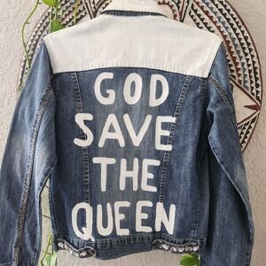 Source Unknown Blue and White Jean Jacket